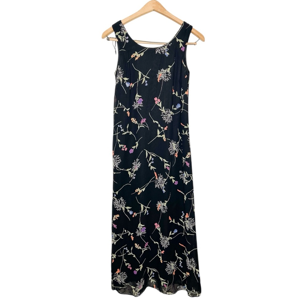 Vintage Talbots 90s Y2K Colorful Floral Print Sleeveless Midi Dress 4‎